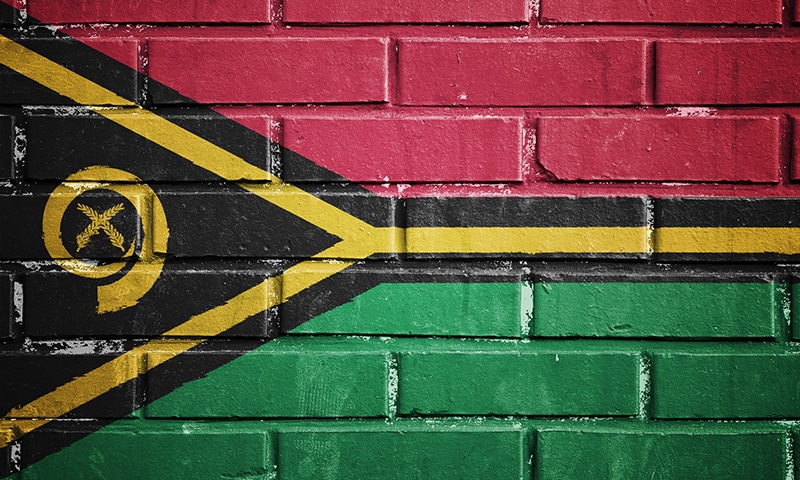 Vanuatu flag on texture brick wall