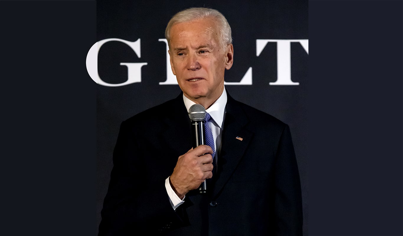 President Joe Biden gives a speech at the GILT and Ashley