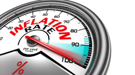inflation rate conceptual meter indicate hundred per cent