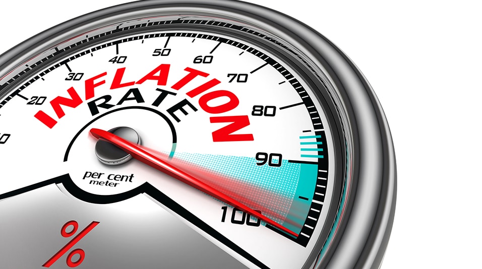 inflation rate conceptual meter indicate hundred per cent