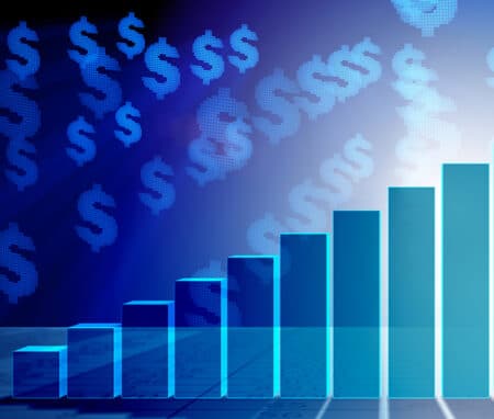 The growing bar charts in economic recovery concept