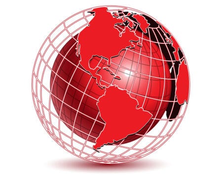 illustration abstract red globe on white background