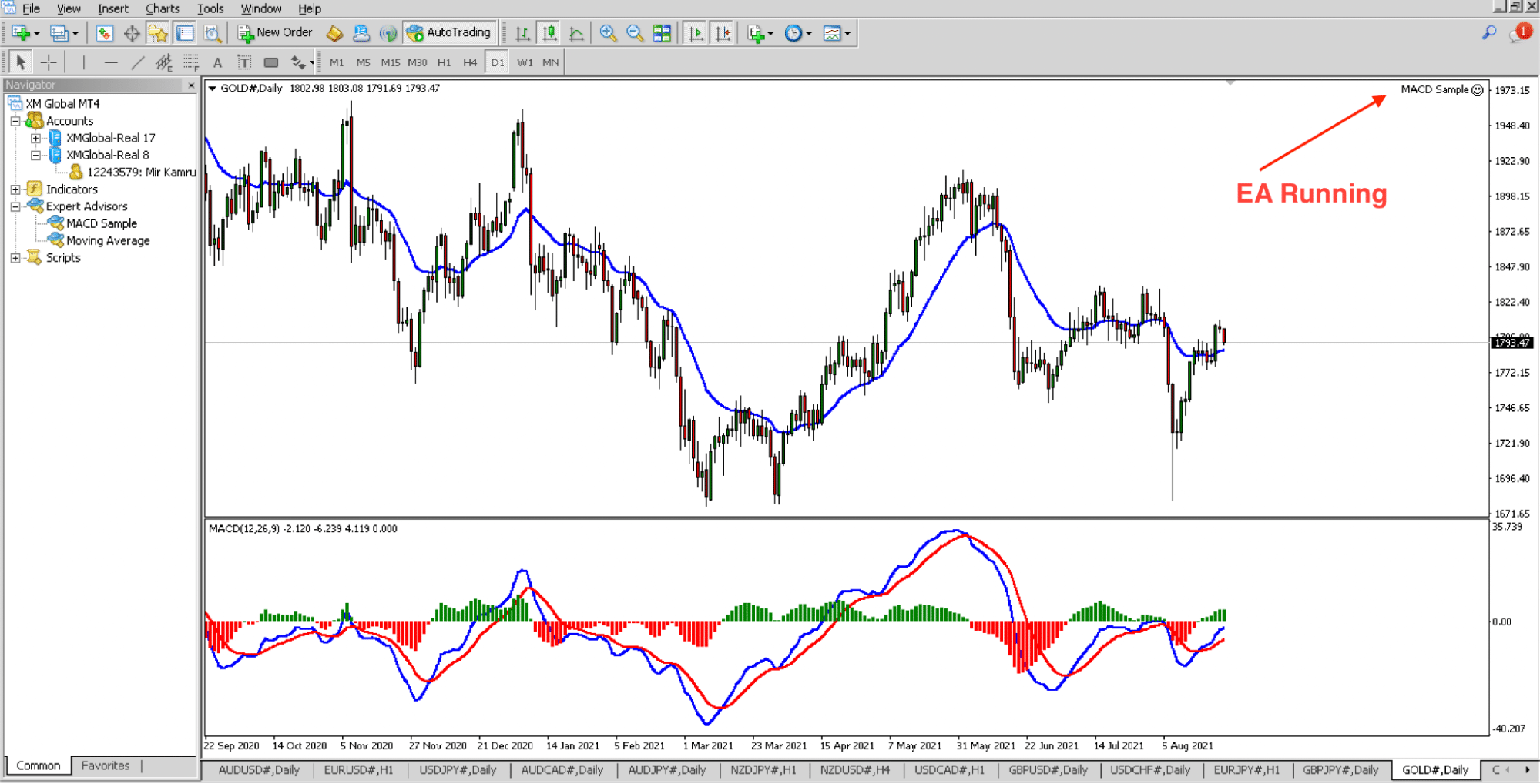 EA running on the MT4 platform