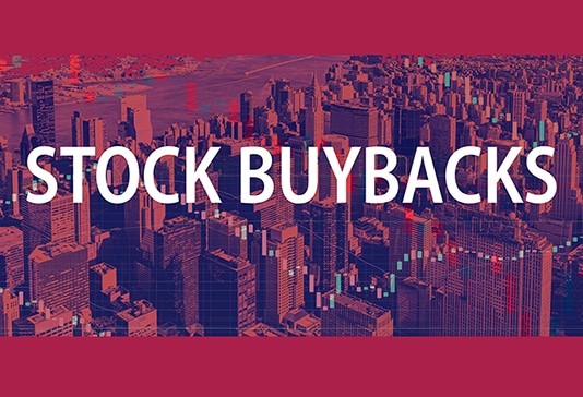 Stock Buybacks theme with New York City skyscrapers