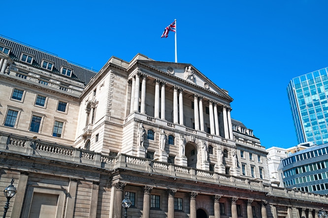 Facade of Bank of England.