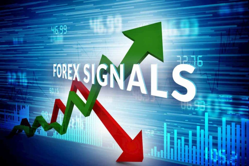 Text FOREX SIGNALS and 2 arrows