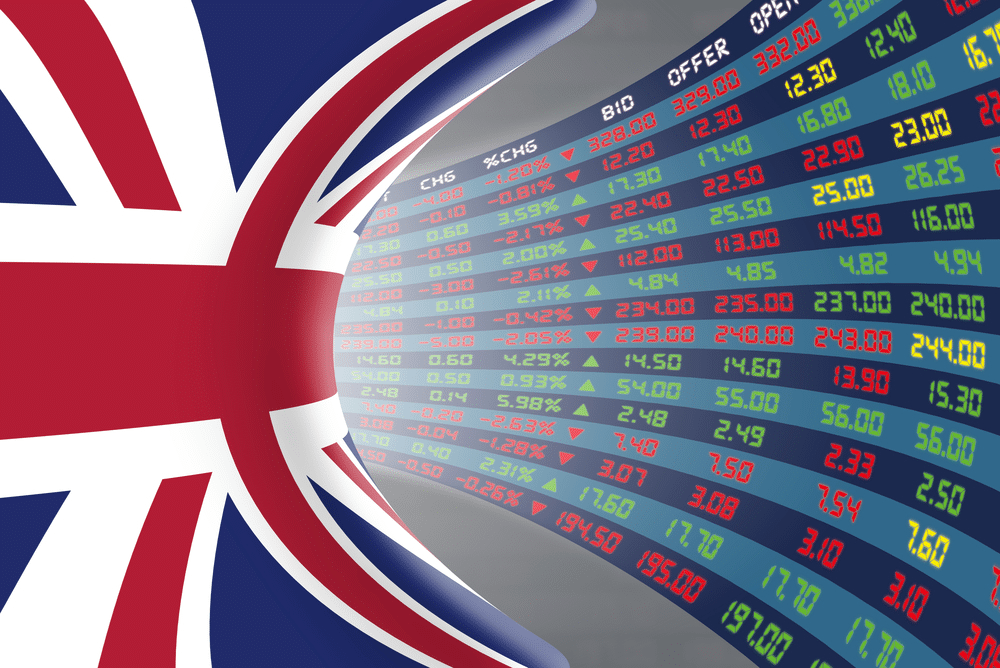 flag of UK with currency quotes