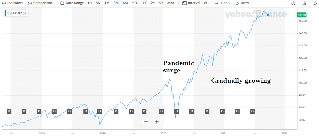 Gradually growing chart of VIGAX