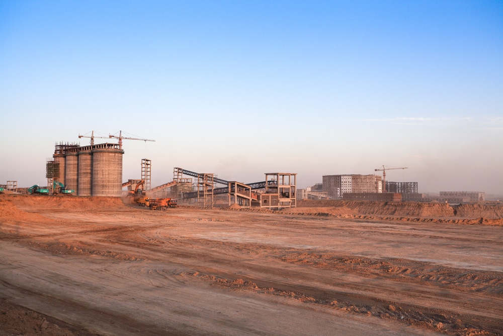 construction site at dusk in inner mongolia,is the construction of coal plants