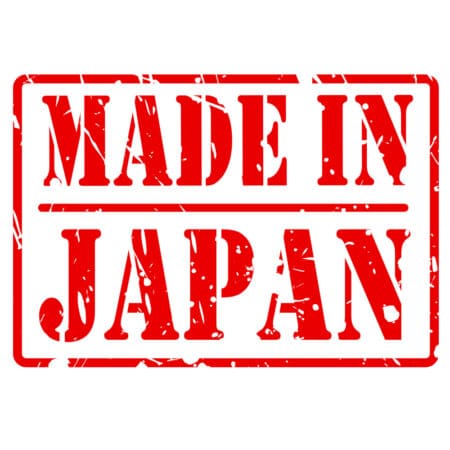 Made in japan red stamp text on white