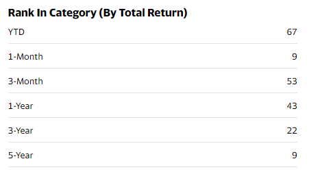 Rank in the category by total return