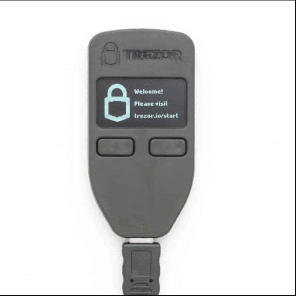 Trezor wallet after connecting to a computer