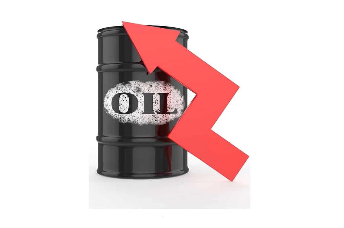 Oil Barrels with Red Arrow Up.