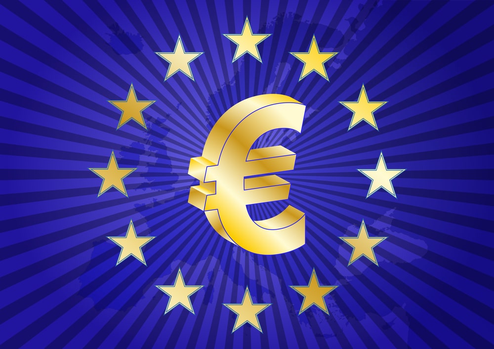 illustration of euro currency symbol with europe maps