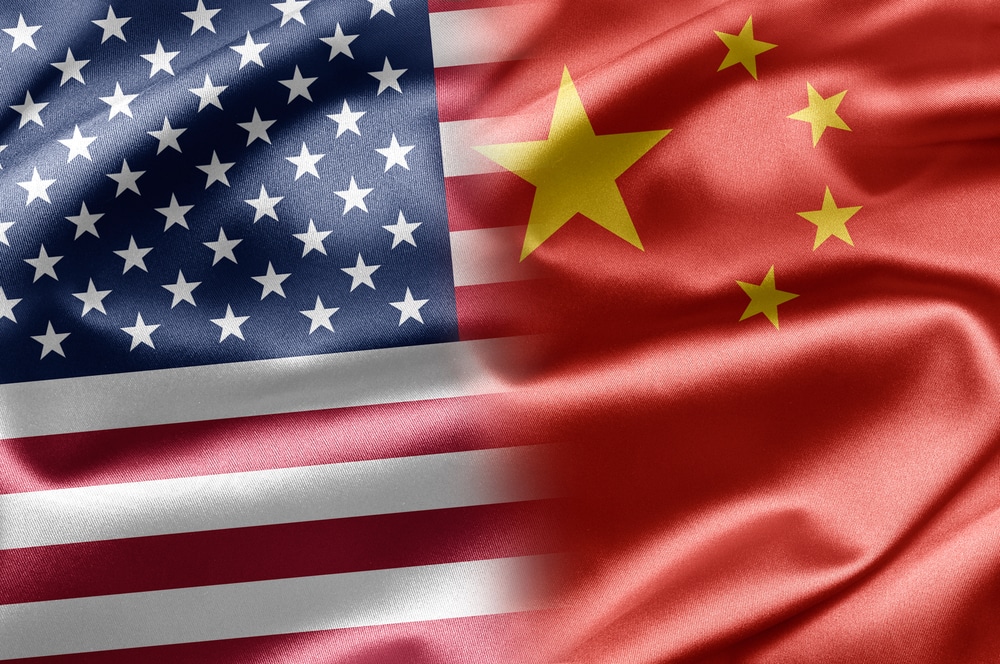 US flag and China flags