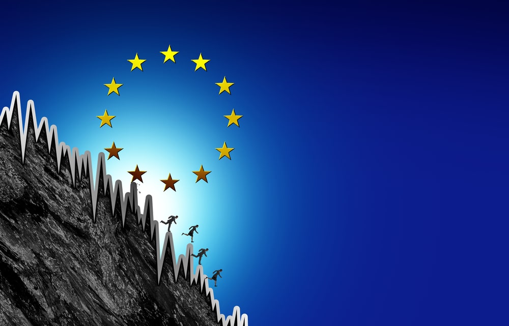 Conceppt of EuroZone economic with EU flag