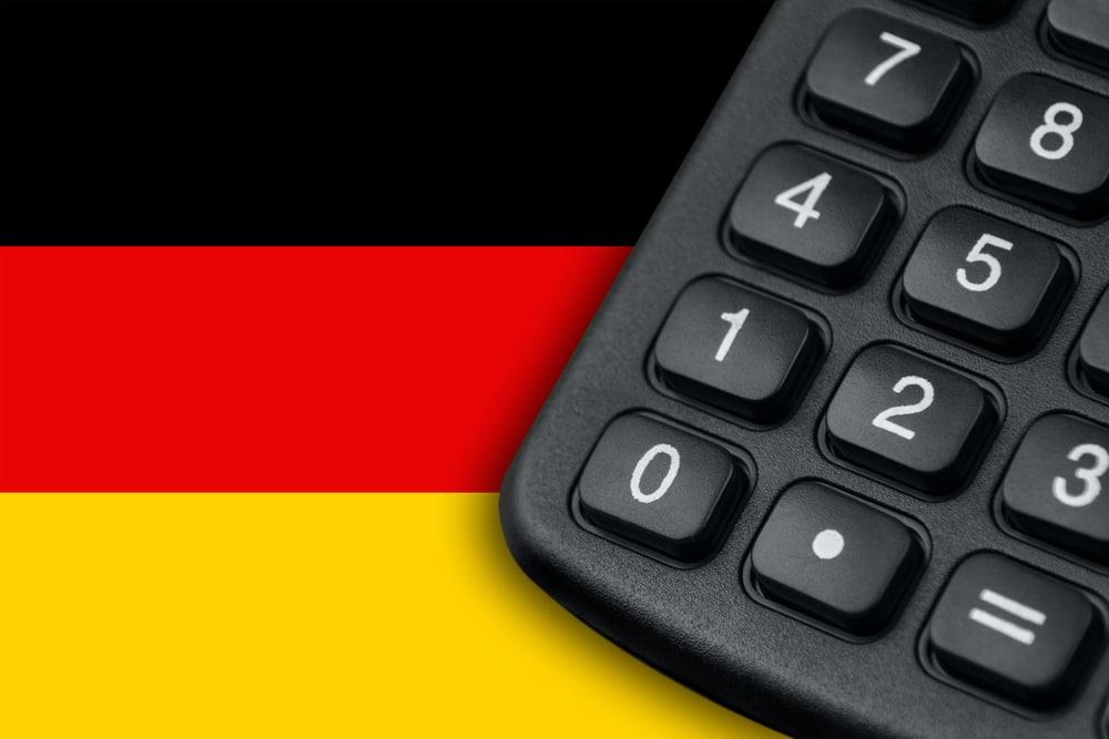Black calculator and German Flag