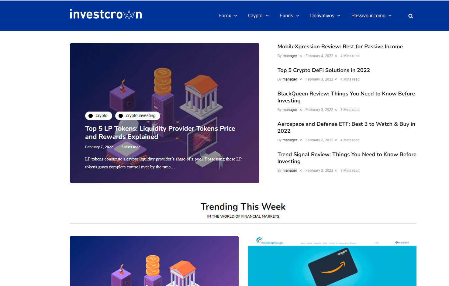 InvestCrown.com website homepage