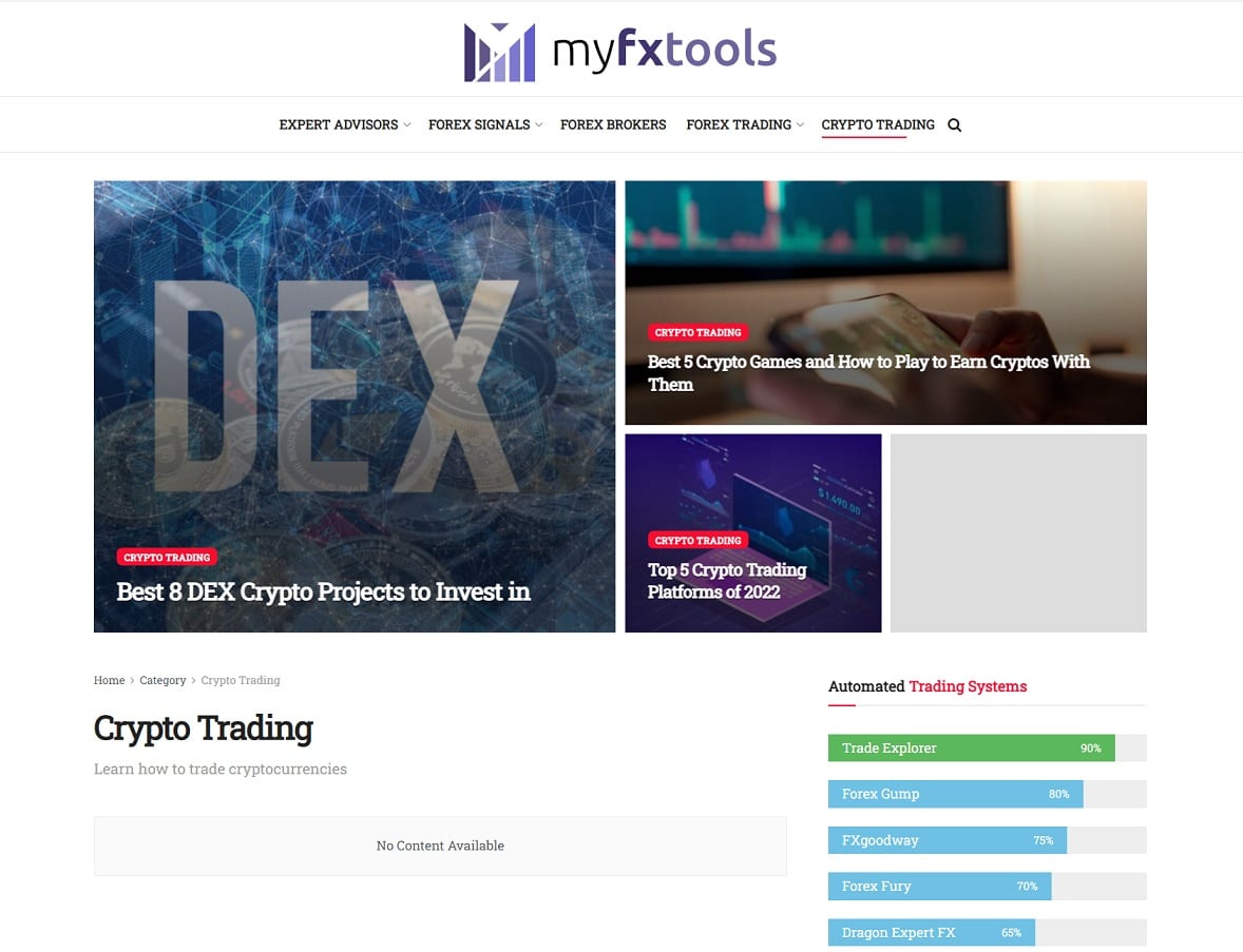 MyFXTools.com website homepage
