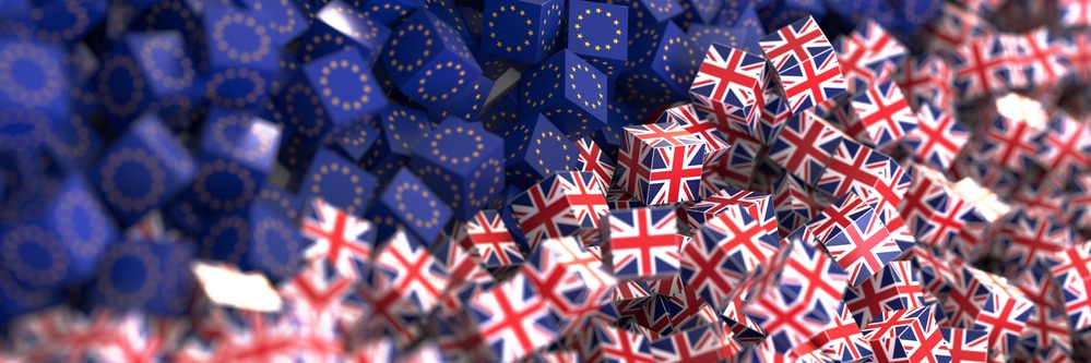 Europe and United Kingdom political and economic relationship, 3d rendering background