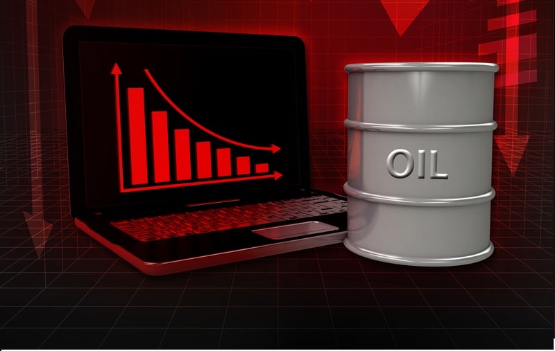 oil barrel with negative online results in business illustration