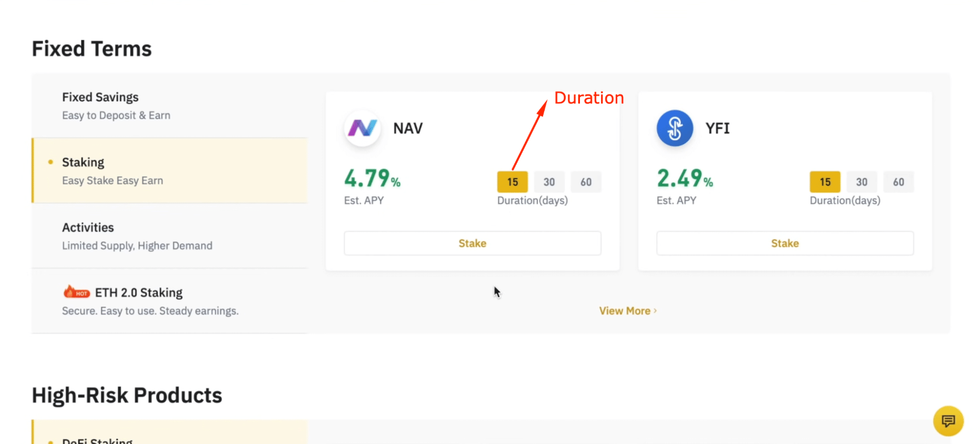 Binance crypto staking