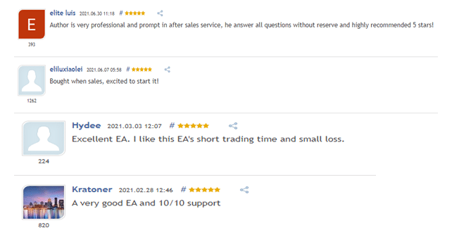 User reviews on Mql5