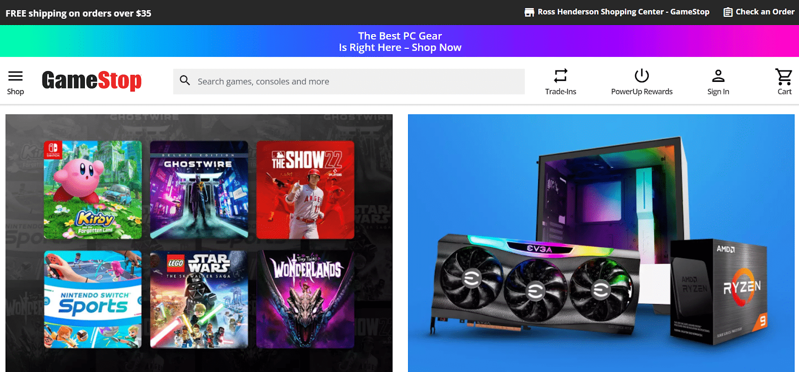 Gamestop homepage