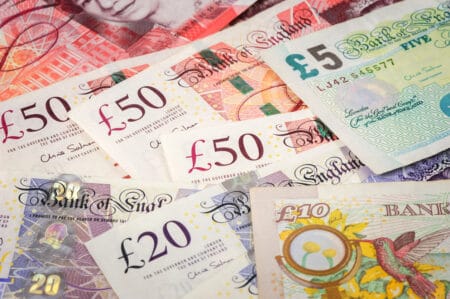 closeup Banknotes of the pound sterling