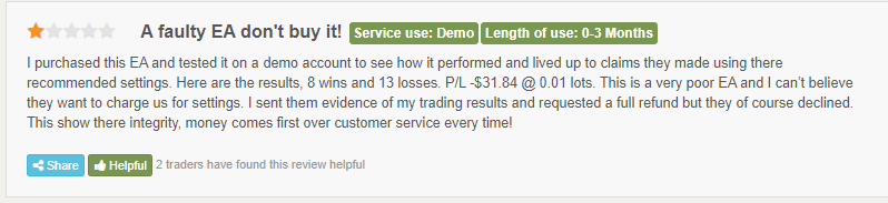 User review for Galileo FX on the Forex Peace Army site