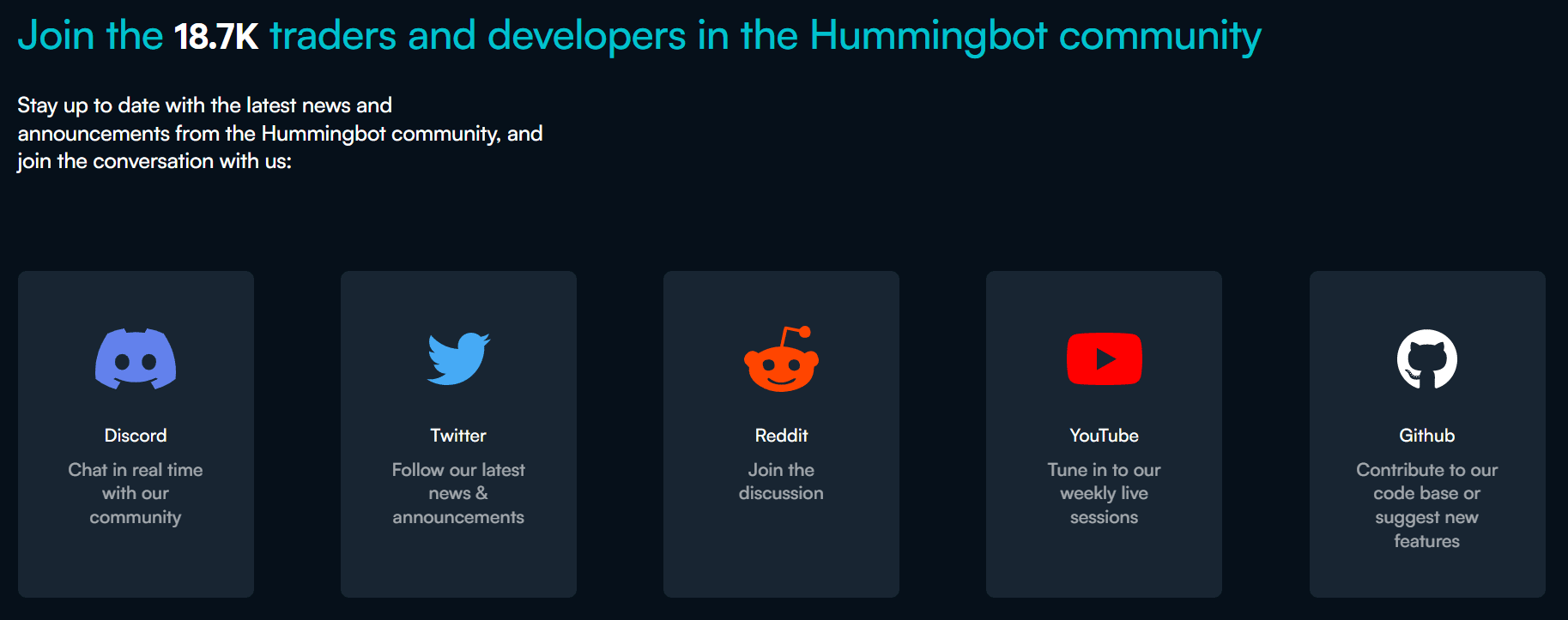  The five platforms to join the Hummingbot community
